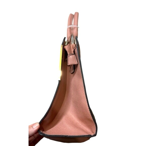 Pink top handle handbag unbranded gold tone accents zip close 10 x 12 inches - Picture 8 of 16